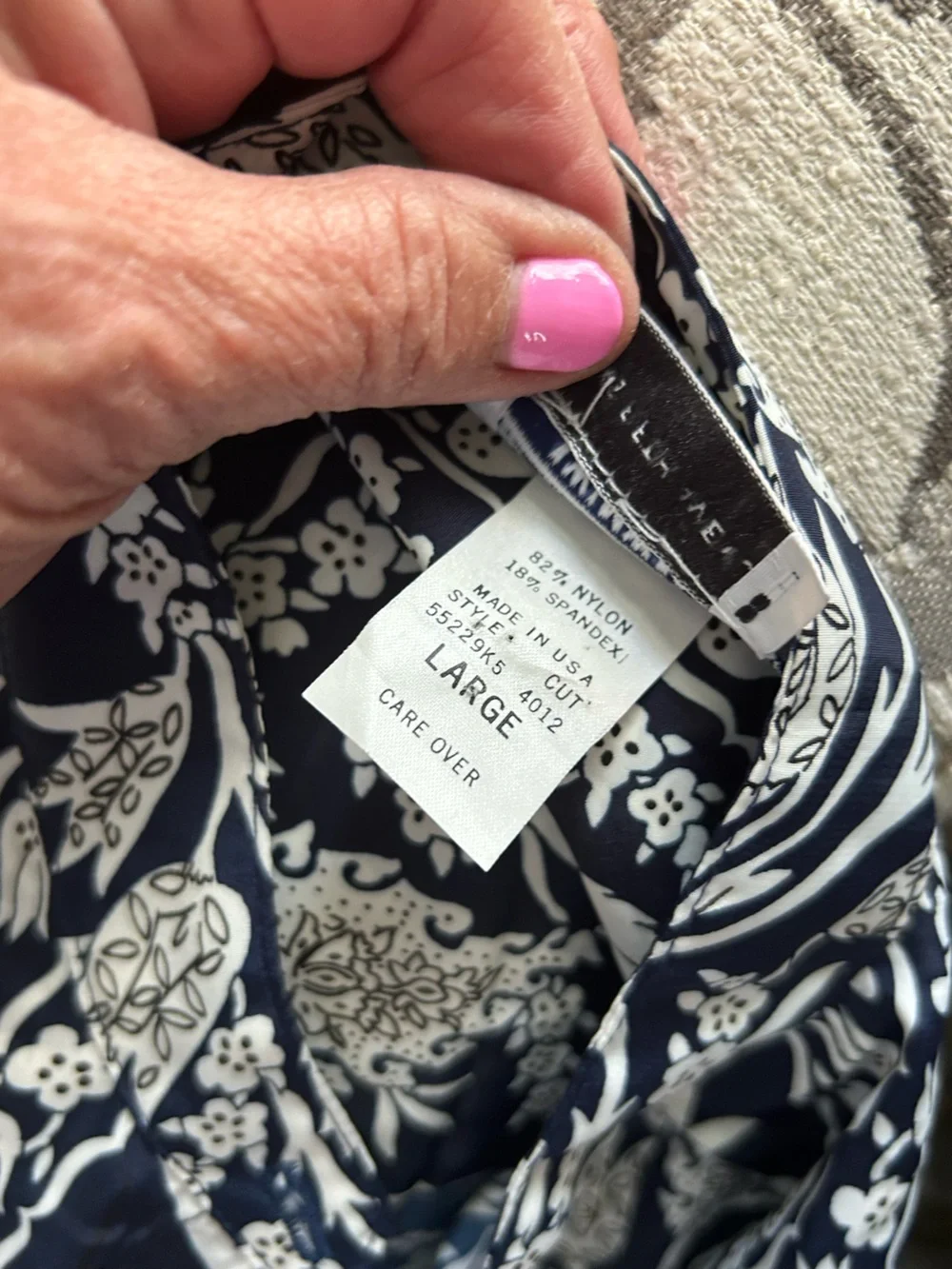 Oscar de la Renta/Saks Fifth Avenue Vintage Navy and White Floral Swim Cover-Up